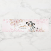 Étiquette Pour Bouteilles D'eau Baby shower de la vache rose (Étiquettes simples)