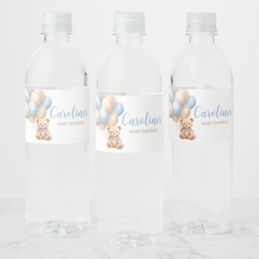 Étiquette Pour Bouteilles D'eau Baby shower de l'ours bleu Boho (Bouteilles)