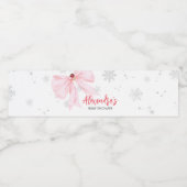 Étiquette Pour Bouteilles D'eau Baby shower de Noël Pink Bow (Étiquettes simples)