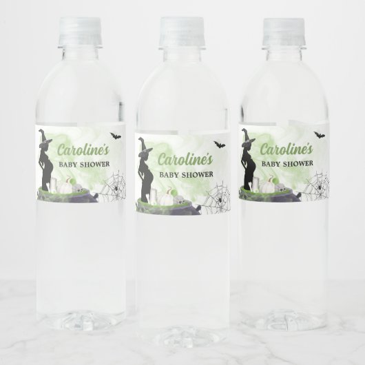 Étiquette Pour Bouteilles D'eau Baby shower de sorcière brasseuse pour bébé vert (Bouteilles)