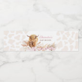 Étiquette Pour Bouteilles D'eau Baby shower de vache rose Highland (Étiquettes simples)