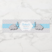 Étiquette Pour Bouteilles D'eau Baby shower d'éléphant bleu, gris blanc (Étiquettes simples)