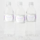 Étiquette Pour Bouteilles D'eau Baby shower d'éléphant violet blanc gris (Bouteilles)