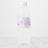 Étiquette Pour Bouteilles D'eau Baby shower d'éléphant violet blanc gris (Dos)
