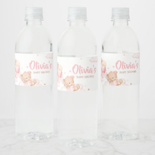 Étiquette Pour Bouteilles D'eau Baby shower des nuages d'attente roses