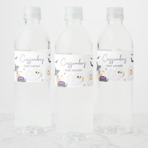 Étiquette Pour Bouteilles D'eau Baby shower d'Halloween Little Boo violet