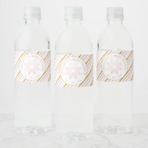 Étiquette Pour Bouteilles D'eau Baby shower d'hiver Pink Blush Snowflake