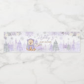 Étiquette Pour Bouteilles D'eau Baby shower d'ours d'hiver violet (Étiquettes simples)