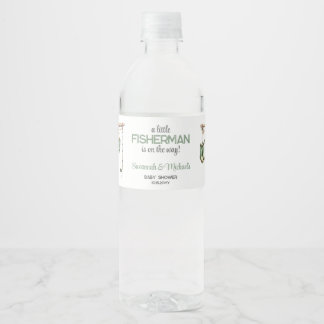 Étiquette Pour Bouteilles D'eau Baby Shower du Petit Pêcheur Vert