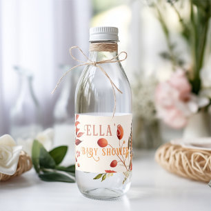 Étiquette Pour Bouteilles D'eau Baby shower feuille à fleurs Boho