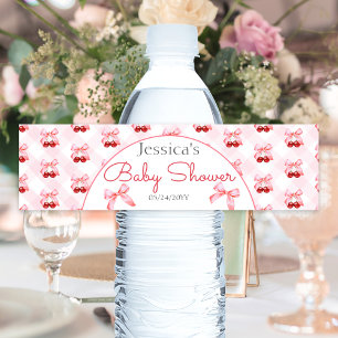 Étiquette Pour Bouteilles D'eau Baby shower fille cerise rose Bow