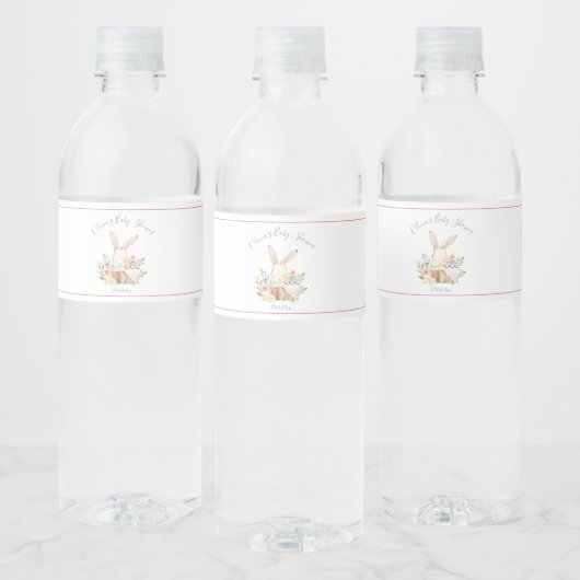 Étiquette Pour Bouteilles D'eau Baby shower fille lapin rose roux lapin lapin (Bouteilles)