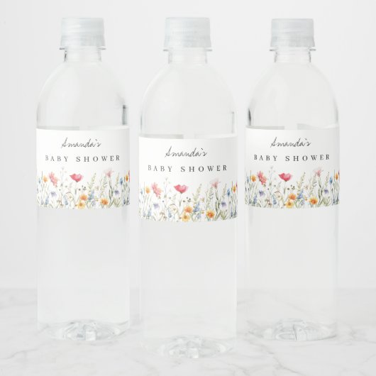Étiquette Pour Bouteilles D'eau Baby Shower Fleur de Printemps Aquarelle (Bouteilles)