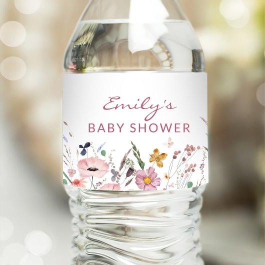 Étiquette Pour Bouteilles D'eau Baby shower Fleur sauvage Boho