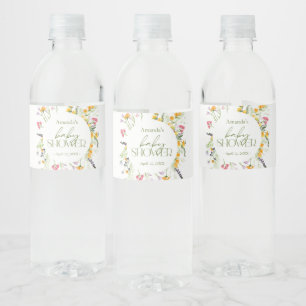 Étiquette Pour Bouteilles D'eau Baby shower fleur sauvage personnalisé