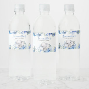 Étiquette Pour Bouteilles D'eau Baby shower Floral Bleu Petite Arachide