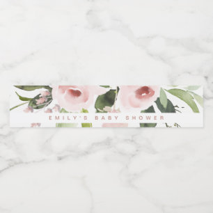 ÉTIQUETTE POUR BOUTEILLES D'EAU BABY SHOWER FLORAL BLUSH ROSE LAVE DE COULEUR SUBT