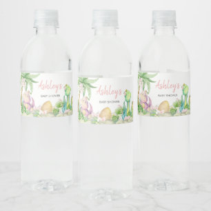 Étiquette Pour Bouteilles D'eau Baby shower Floral Girl Dinosaur