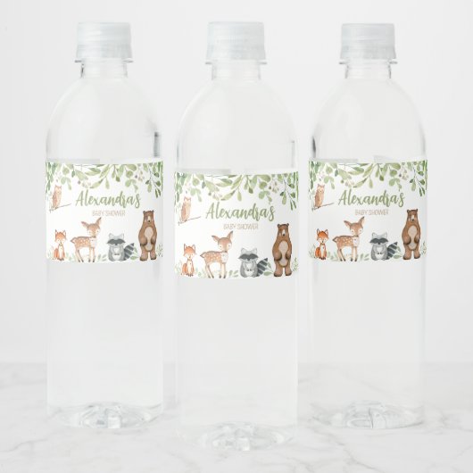 Étiquette Pour Bouteilles D'eau Baby shower forestier verdoyant (Bouteilles)
