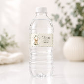 Étiquette Pour Bouteilles D'eau Baby Shower Lapin Gingham Sage