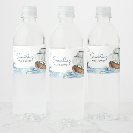Étiquette Pour Bouteilles D'eau Baby shower nautique (Bouteilles)