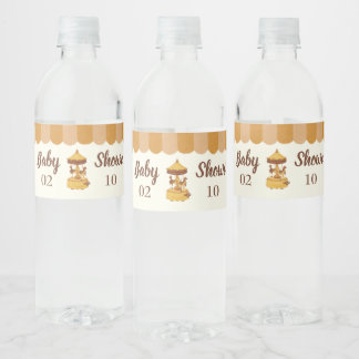 Étiquette Pour Bouteilles D'eau Baby shower neutre genre carrousel mignon