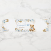 Étiquette Pour Bouteilles D'eau Baby shower Ours Bleu Boho (Étiquettes simples)