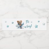 Étiquette Pour Bouteilles D'eau Baby shower ours en peluche bleu (Étiquettes simples)