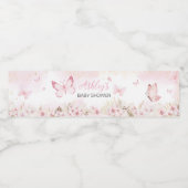 Étiquette Pour Bouteilles D'eau Baby shower papillon rose (Étiquettes simples)