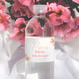 Étiquette Pour Bouteilles D'eau Baby Shower Rétro Floral Bohème Fille