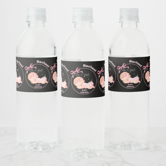 Étiquette Pour Bouteilles D'eau Baby shower rose, Baby Girl Douche (Bouteilles)