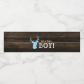Étiquette Pour Bouteilles D'eau Baby shower rustique Bois Bleu Cerf (Étiquettes simples)