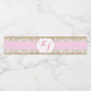 Étiquette Pour Bouteilles D'eau Baby shower rustique de rose de fille de dentelle