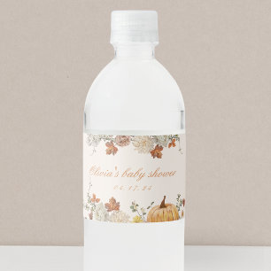Étiquette Pour Bouteilles D'eau Baby Shower Rustique Élégant Petite Citrouille Aut