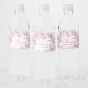 Étiquette Pour Bouteilles D'eau Baby shower Safari Toile Rose