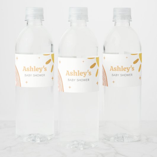 Étiquette Pour Bouteilles D'eau Baby shower Sunshine Boho Retro (Bouteilles)