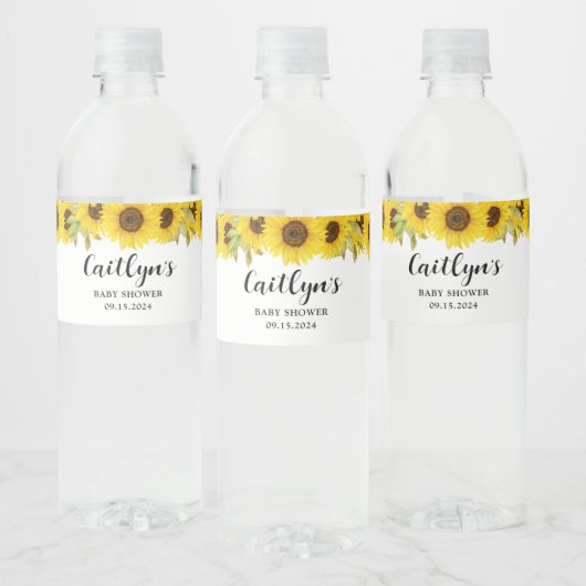 Étiquette Pour Bouteilles D'eau Baby shower tournesol (Bouteilles)