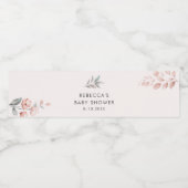 Étiquette Pour Bouteilles D'eau Baby shower végétal rose (Étiquettes simples)