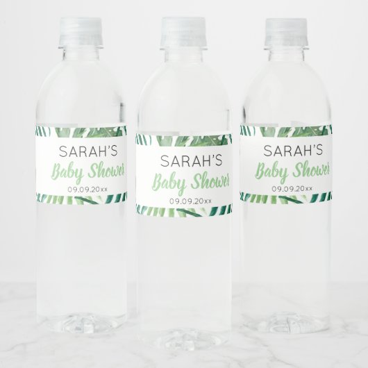 Étiquette Pour Bouteilles D'eau Baby shower vert Tropical Leaf Favoriser (Bouteilles)