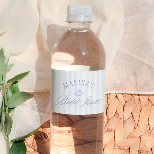 Étiquette Pour Bouteilles D'eau Baigneuse de mariage côtier de Seashell