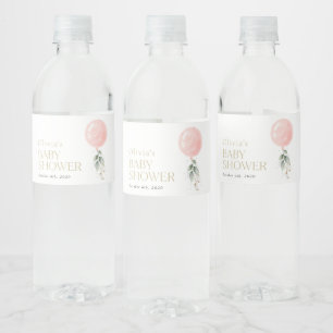 Étiquette Pour Bouteilles D'eau Balcon rose, Eucalyptus, Verdure, Baby shower
