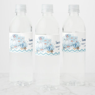 Étiquette Pour Bouteilles D'eau Baleine bleue sous la mer Baby shower aquatique