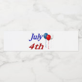 Étiquette Pour Bouteilles D'eau Balloons du 4 juillet (Étiquettes simples)