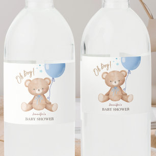 Étiquette Pour Bouteilles D'eau Ballotte bleu ours en peluche Boy Baby shower Wa