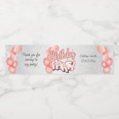 Étiquette Pour Bouteilles D'eau Ballotte rose corail fête d'anniversaire (Étiquettes simples)