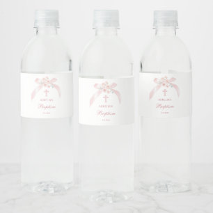 Étiquette Pour Bouteilles D'eau Baptême Arc en Ciel Rose Floral
