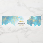 Étiquette Pour Bouteilles D'eau Baptême Bleu Élégant (Étiquettes simples)