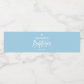 Étiquette Pour Bouteilles D'eau Baptême de garçon bleu moderne (Étiquettes simples)