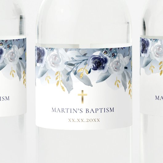Étiquette Pour Bouteilles D'eau Baptême rose bleu