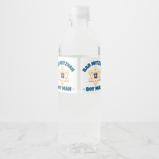 Étiquette Pour Bouteilles D'eau Bar Mitzvah Star David (Dos)